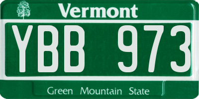 VT license plate YBB973