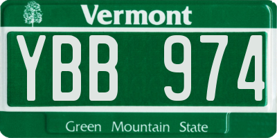 VT license plate YBB974