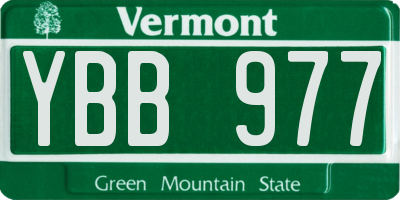 VT license plate YBB977