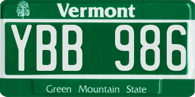 VT license plate YBB986