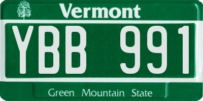 VT license plate YBB991