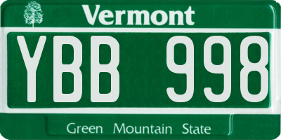 VT license plate YBB998