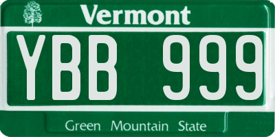 VT license plate YBB999