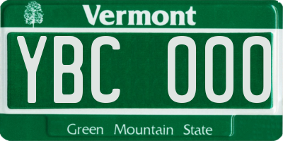 VT license plate YBC000