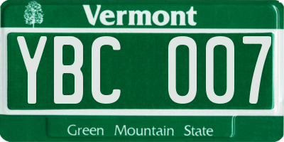 VT license plate YBC007