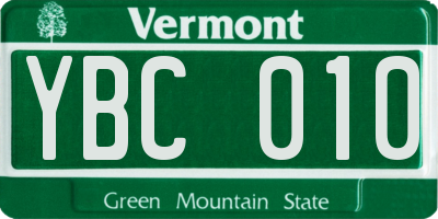 VT license plate YBC010