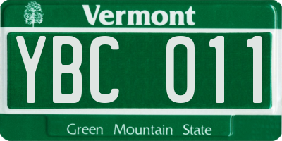 VT license plate YBC011