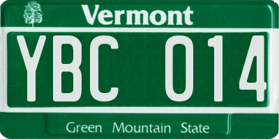 VT license plate YBC014