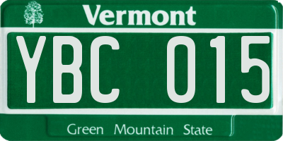 VT license plate YBC015