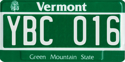 VT license plate YBC016