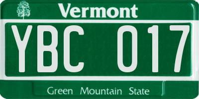VT license plate YBC017