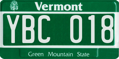 VT license plate YBC018