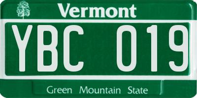 VT license plate YBC019