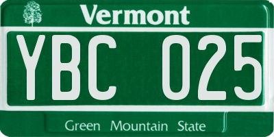 VT license plate YBC025