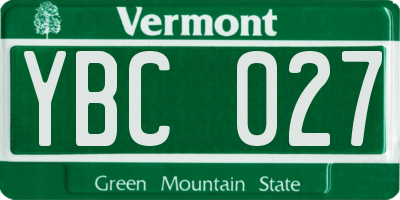 VT license plate YBC027