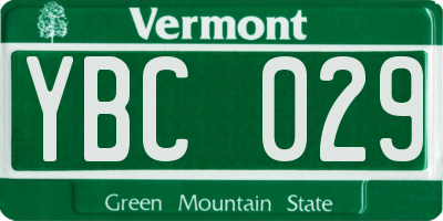 VT license plate YBC029