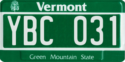 VT license plate YBC031