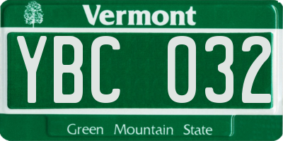 VT license plate YBC032