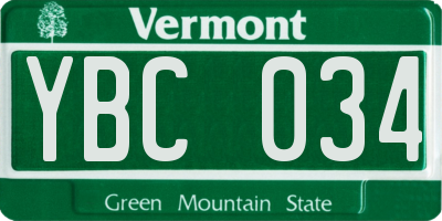 VT license plate YBC034