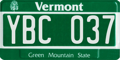 VT license plate YBC037