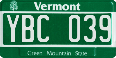 VT license plate YBC039