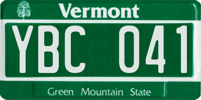 VT license plate YBC041