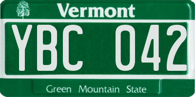 VT license plate YBC042