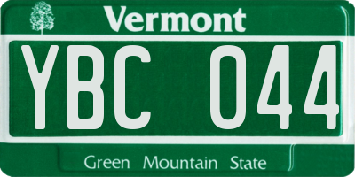 VT license plate YBC044