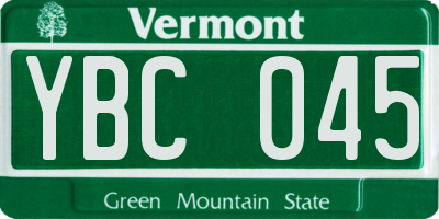 VT license plate YBC045