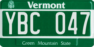 VT license plate YBC047