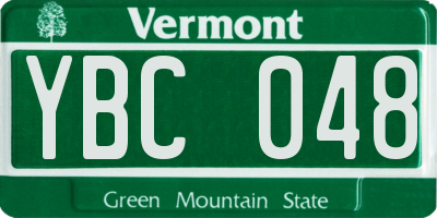 VT license plate YBC048