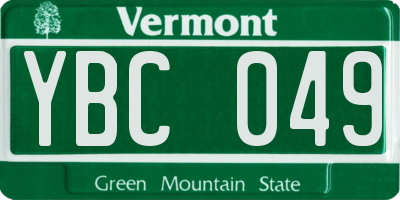 VT license plate YBC049