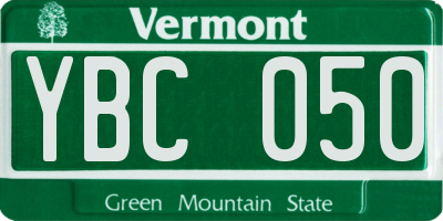 VT license plate YBC050