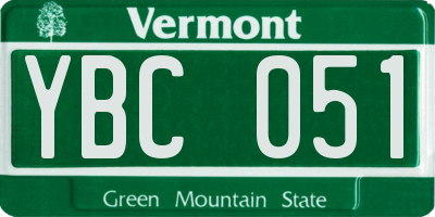 VT license plate YBC051
