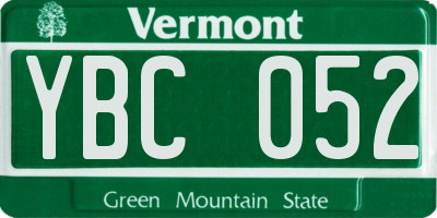 VT license plate YBC052