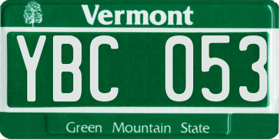VT license plate YBC053