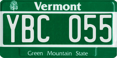 VT license plate YBC055