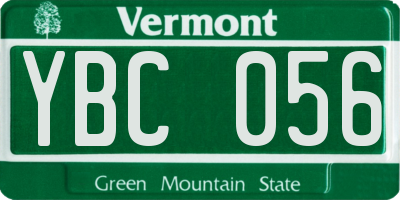 VT license plate YBC056