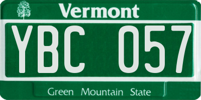 VT license plate YBC057