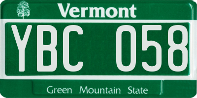VT license plate YBC058