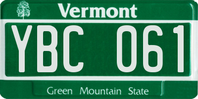 VT license plate YBC061