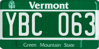 VT license plate YBC063