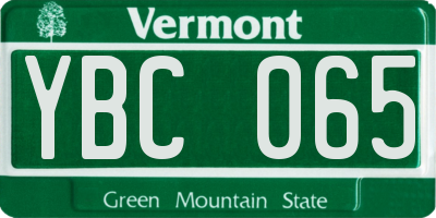 VT license plate YBC065
