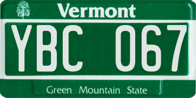 VT license plate YBC067