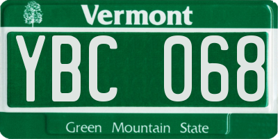 VT license plate YBC068