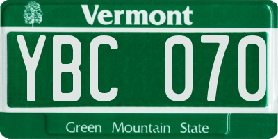 VT license plate YBC070