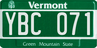 VT license plate YBC071