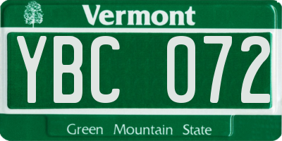 VT license plate YBC072