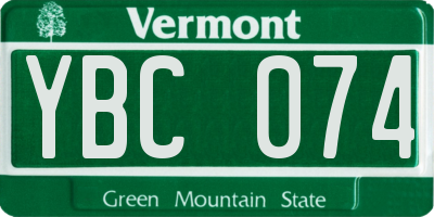 VT license plate YBC074
