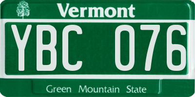 VT license plate YBC076